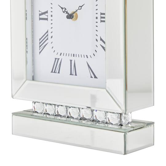 Silver MDF Glam Clock, 14" x 8" x 3"